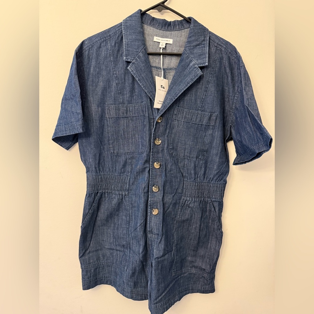 Denim Short Sleeve Jumpsuit
